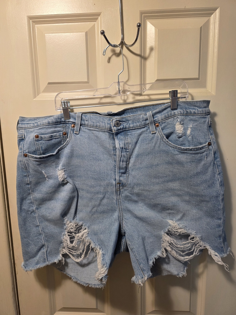 Levi's Light Blue Distressed Denim Shorts